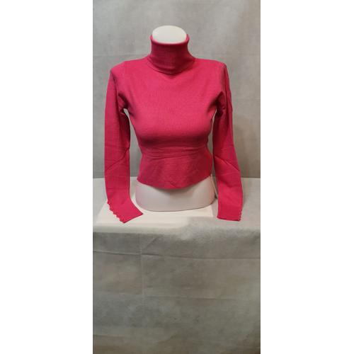 Pull Col Roule Fushia Femme Laine/Soie/Cachemire Ki&love Paris Taille L/Xl