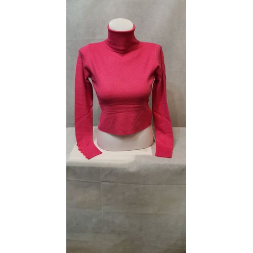 Pull Col Roule Fushia Femme Laine/Soie/Cachemire Ki&love Paris Taille S/M