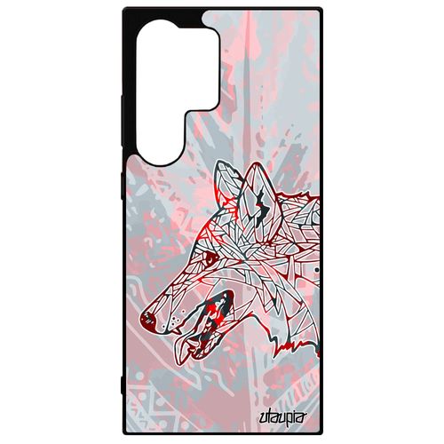 Coque Samsung S24 Ultra Silicone Loup Ethnique Case Personnalisé Azteque Multicolore Couleur Telephone Montagne Plume Design Galaxy