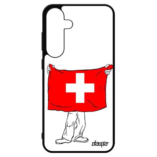 Coque Galaxy S24+ Plus Silicone Drapeau Suisse Jeux Olympiques Etui Switzerland Euro 5g Noir Foot Jo Football Made In France Samsung