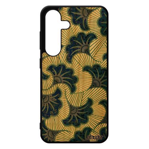 Coque Samsung Galaxy S24 En Bois Veritable Silicone Wax Personnalisé Telephone Housse Original Tissu Coloré Afrique Motif Ethnique