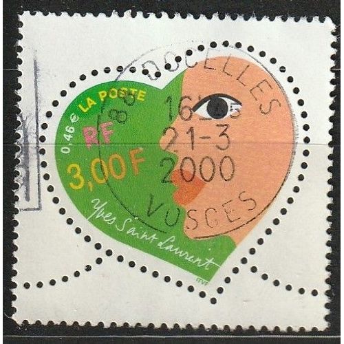 Saint Valentin. C?Ur 2000 Yves Saint Laurent Oblitéré N° 3295