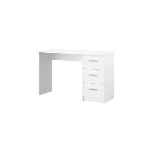 Bureau D'ordinateur Meuble En Panneau De Particule Blanc Design Moderne 3 Tiroirs Table D'ordinateur Maison Chambre