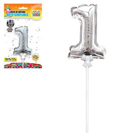 Ballon Argent Gâteau - Chiffre 1