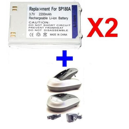 CHARGEUR + 2 BATTERIES Pour  Samsung SB-P180A Samsung VP-M110 VP-M105 2200mAh
