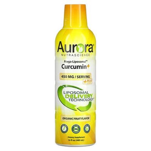 Aurora Nutrascience Mega-Liposomal Curcumin+, Arôme De Fruits Biologiques, 600 Mg, 480 Ml