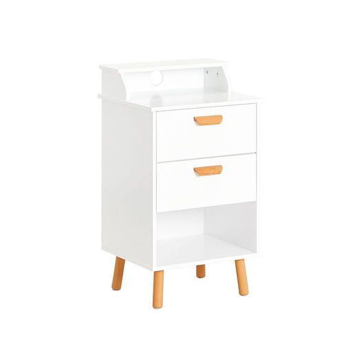 Sobuy Table De Chevet, Table De Nuit, Table D'appoint, Bout De Canapé Avec 1 Étagère, 2 Tiroirs Et 1 Compartiment Ouvert Pour Salon Chambre À Coucher Bureau, 40 X 35 X 71 Cm, Fbt125-W