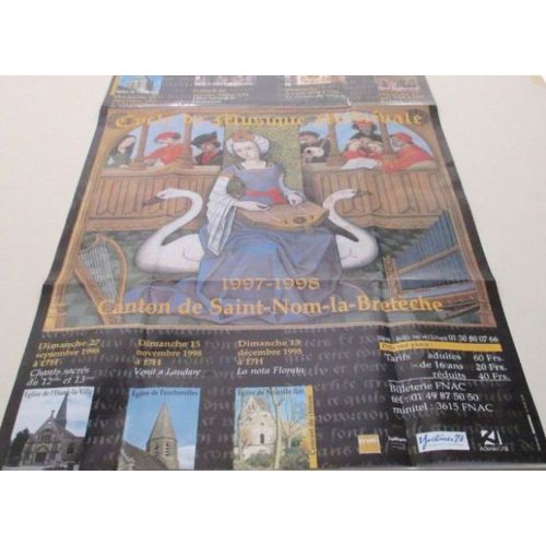 Petite Affiche décorative Cycle de Musique Médiévale 1997-1998 canton de Saint-Nom-La-Bretêche-grande image couleurs de présentation 40x60cm
