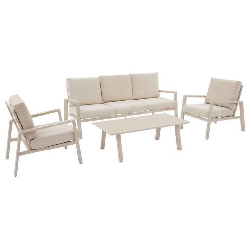 Salon De Jardin Aluminium Luzane Argile - 5 Places - Hespéride