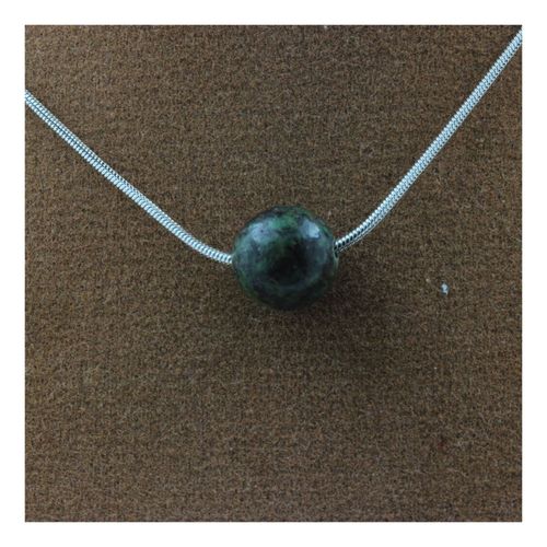 Collier 1 Perle Turquoise Africaine 8 Mm Chaine En Acier Inoxydable.