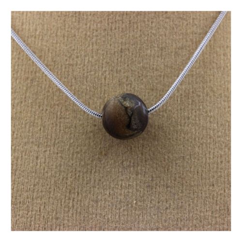 Collier 1 Perle Oeil De Tigre Mat 8 Mm Chaine En Acier Inoxydable.