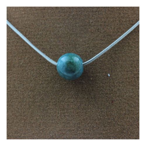 Collier 1 Perle Apatite 8 Mm Chaine En Acier Inoxydable.