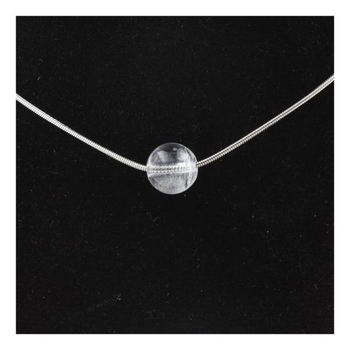 Collier 1 Perle Quartz 8 Mm Chaine En Acier Inoxydable.