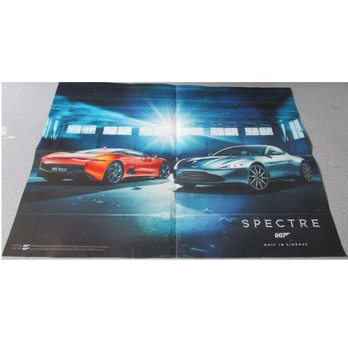Poster en couleur des voitures du Film Spectre 007- édité par Danjac LLC and United Artists Corporation- 57x44cm - envers blanc