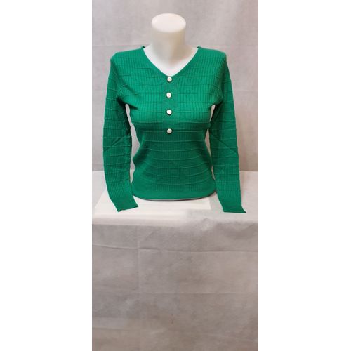 Pull Col V Vert Femme Ki&love Paris Taille L/Xl