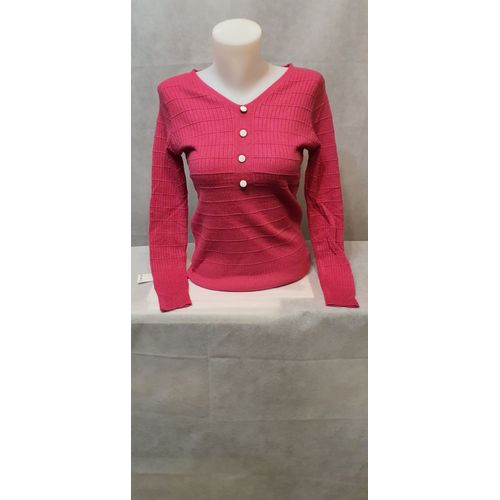 Pull Col V Fushia Femme Ki&love Paris Taille S/M