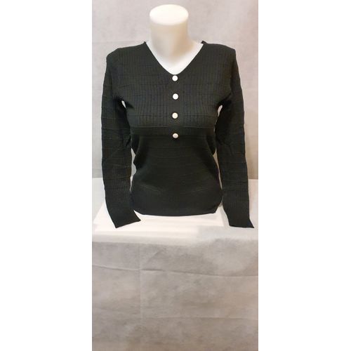 Pull Col V Noir Femme Ki&love Paris Taille S/M
