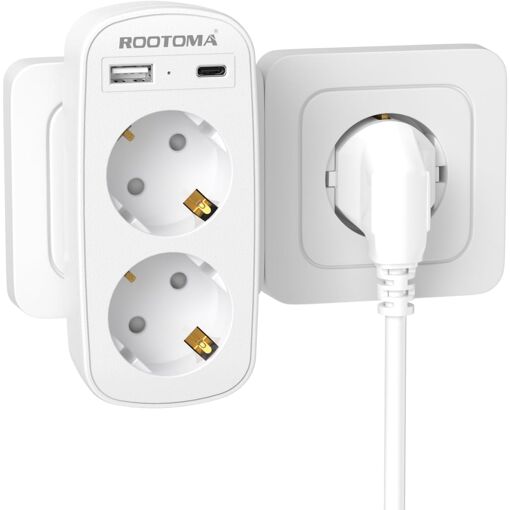 Multiprise Murale, Double Prise, Multiprise 2 Prises avec USB(1 USB...