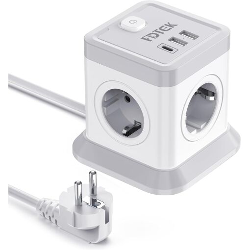 Multiprise USB, Prise Cube USB Multiple avec 4 Prises Secteur et 2 ...