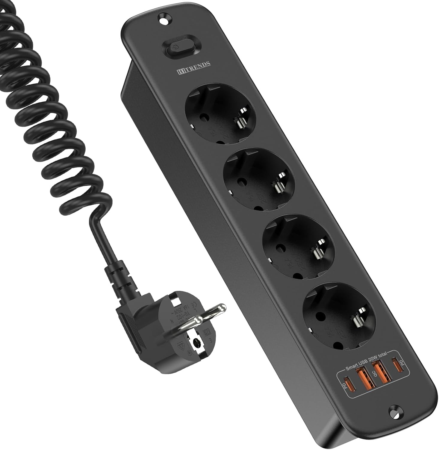 Prise escamotable avec USB, prise encastrée 4 prises avec 2 USB, su...