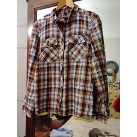 Chemise À Carreaux Oranges/Noirs 40 L Vintage Années 90 Creeks.