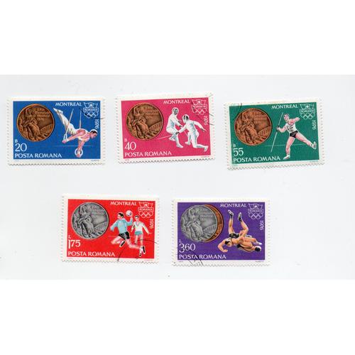 Roumanie- Lot De 5 Timbres Oblitérés- Jeux Olympiques De Montréal