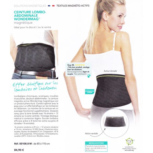 Ceinture Magnétique Lombo-Abdominale Taille 85 Cm À 110 Cm