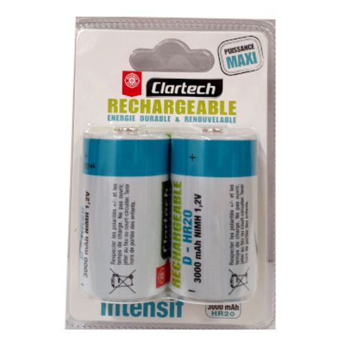 Piles Rechargeables 3000 MAH HR20 Usage Intensif Clartech
