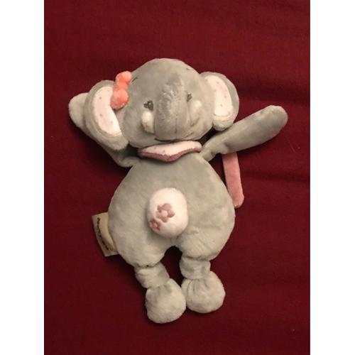 Doudou Peluche Elephant Gris Et Rose Et Blanc Nattou Musicale Adèle Et Valentine 