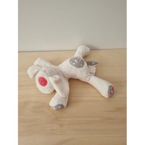 Doudou Chien Blanc Rose Gris Obaibi