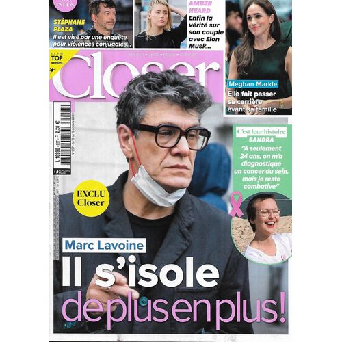 Closer N°957 13/10/2023 Marc Lavoine/ Stéphane Plaza/ Amber Heard/ Meghan Markle/ Emmanuel Macron/ Damien Sargue