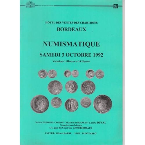 Bordeaux Numismatique Octobre 1992