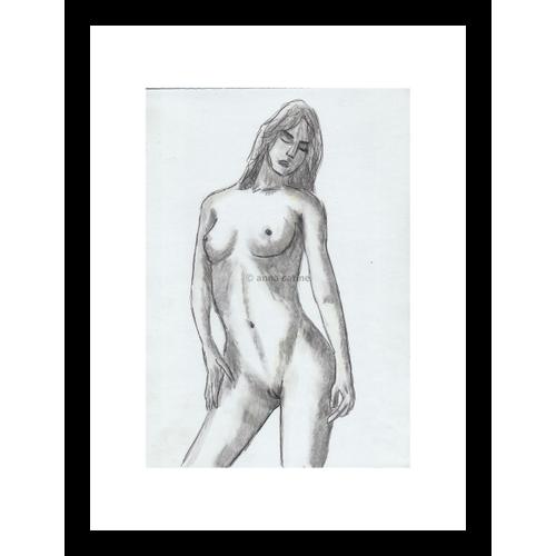 Dessin Erotique Original - Anna Satine - 201107 - Nu Féminin - 20x30cm
