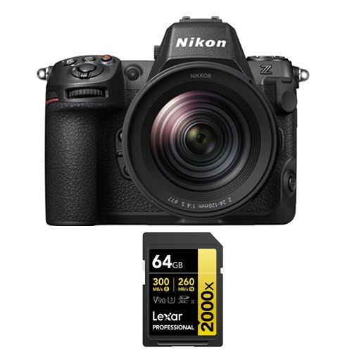 Nikon Z8 Kit Z 24-120mm+Lexar 64 Go carte mémoire SDXC professionnelle 2000x UHS-II