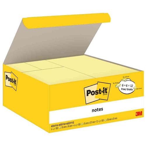 Post-It Bloc-Note Adh¿Sif, Pack Avantage, Jaune