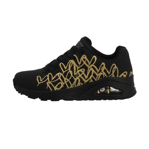 Chaussures Basses Cuir Ou Simili Skechers Uno - Golden Heart Noir - 38