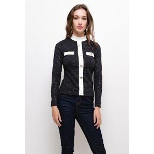 Top Paillettes Noir Col Montant Femme In Vogue Paris Taille S