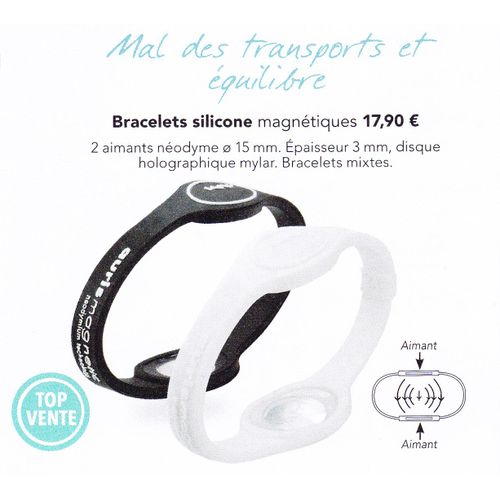 Bracelet Silicone Magnétique Noir Taille 17,5 Cm