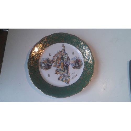 Assiette Décorative Napoléon Ier Bonaparte Diametre25cm Porcelaine Bordure Verte Or Fin Signée Fernand Desh