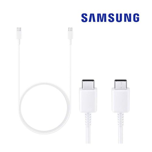 100cm - Cable Cordon Blanc Prise double USB-C Origine Charge Rapide Original Chargeur Data Type-C 15W/25W Pour Samsung Galaxy Galaxy Xcover7 / Tab Active5 / A15 / A15 5G / A25