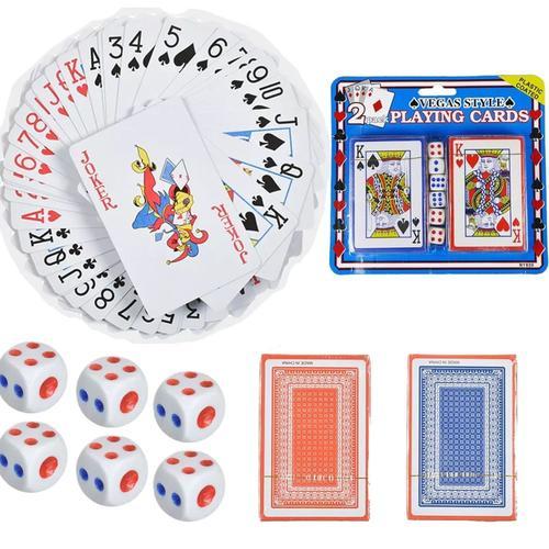 Cartes À Jouer Plastifiées Françaises Pour Le Poker, Le Rami Et Las Vegas Échelle 40 Jeux De 52 Cartes Et 2 Dés Mat Avec 6 Dés