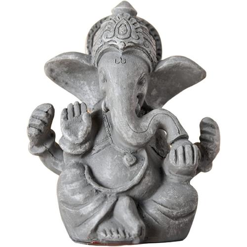 Statue Ganesh - Statuette Décoration Zen et Feng Shui bouddha Eléphant - Apporte Une Ambiance Apaisée et Relaxante à Votre Intérieur - Porte-Bonheur Couleur Grise - Hauteur: 12cm