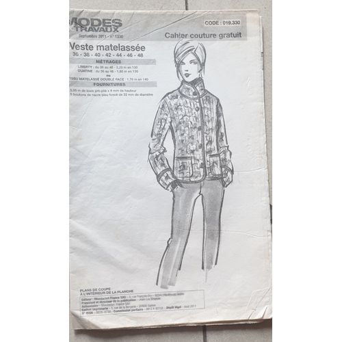 Patron Veste Matelassee Modes Et Travaux N° 1330