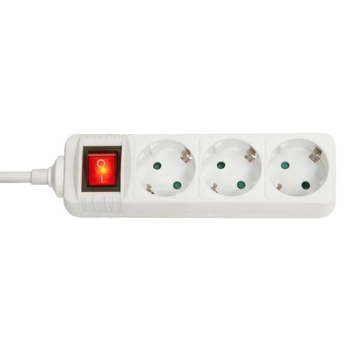 LINDY Multiprise 3 prises Schuko avec interrupteur, blanc