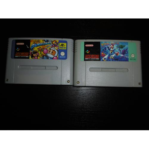 2 Jeux Nintendo Snes Megaman X Et Super Bomberman Loose Tres Bon État