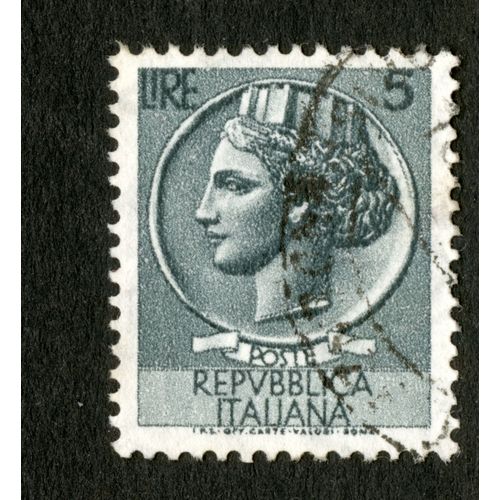 Timbre Oblitéré Poste Repubblica Italiana, Lire 5