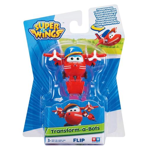 Figurine Super Wings Transform-A-Bots Flip Firgurines Tranformer, Eu720021, Red