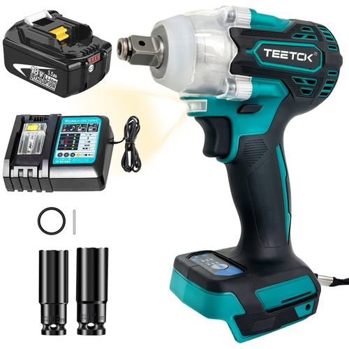 Conducteur d'impact, remplacement Makita 18V avec 2x5.5mah batterie et chargeur, 1 / 2 "brushless couple sans fil 350nm avec LED outil électrique léger