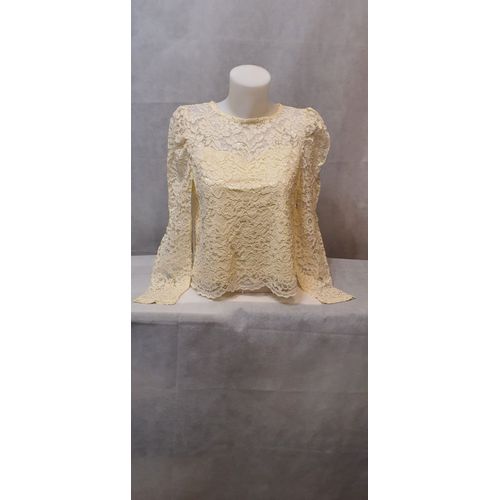 Top Dentelle Manches Longues Beige Femme In Vogue Paris Taille M