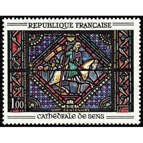 France 1965, Très Beau Timbre Neuf** Luxe Yvert 1427, Vitrail De La Cathédrale De Sens.
